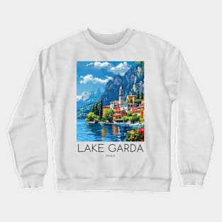 A Pop Art Travel Print of Lake Garda - Italy Crewneck Sweatshirt